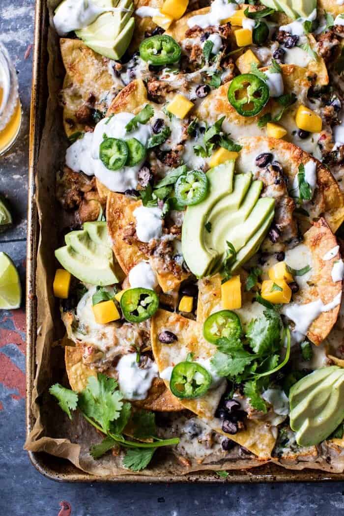 Black Bean Turkey Nachos with Jalapeno Yogurt | halfbakedharvest.com @hbharvest