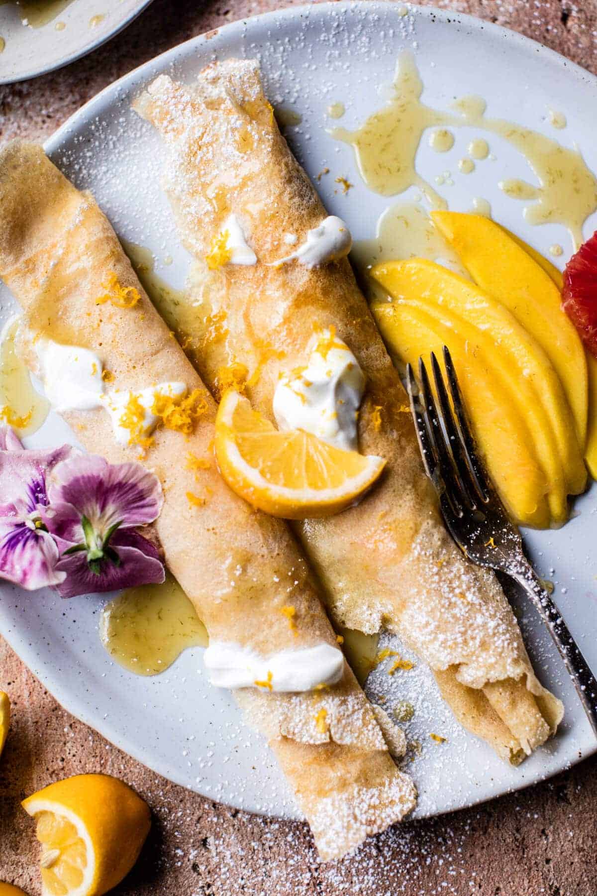 Meyer Lemon Chamomile Suzette Crepes with Greek Yogurt | halfbakedharvest.com @hbharvest
