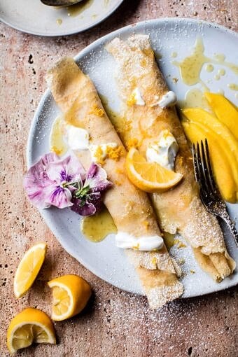 Meyer Lemon Chamomile Suzette Crepes with Greek Yogurt | halfbakedharvest.com @hbharvest