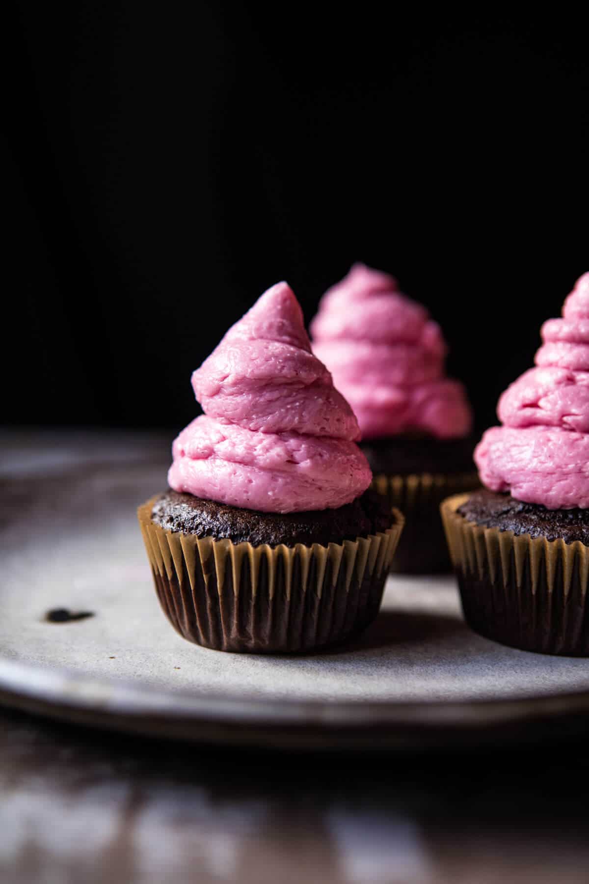 Valentine's Surprise Chocolate High Hat Cupcakes | halfbakedharvest.com @hbharvest