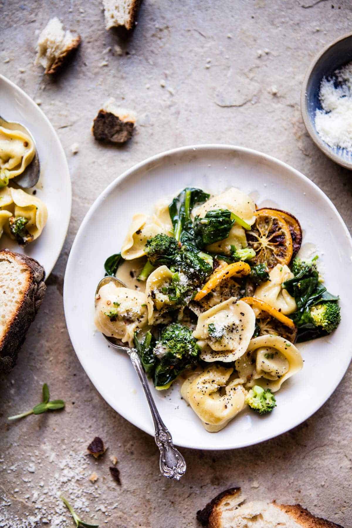 Best Easy Broccoli Cheese Tortellini with Fried Lemon | halfbakedharvest.com @hbharvest