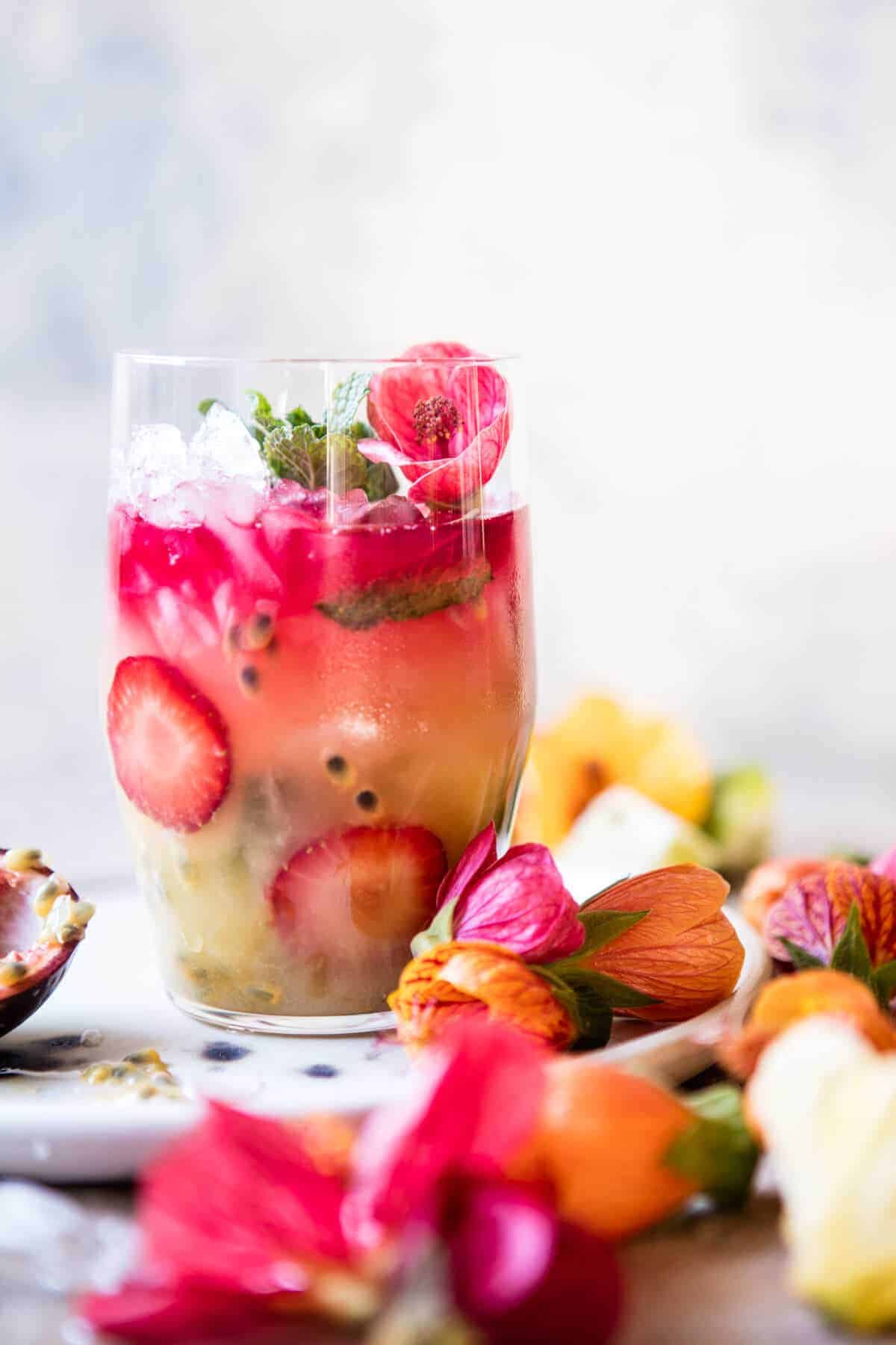 Tropical Strawberry Hibiscus Rum Smash | halfbakedharvest.com @hbharvest