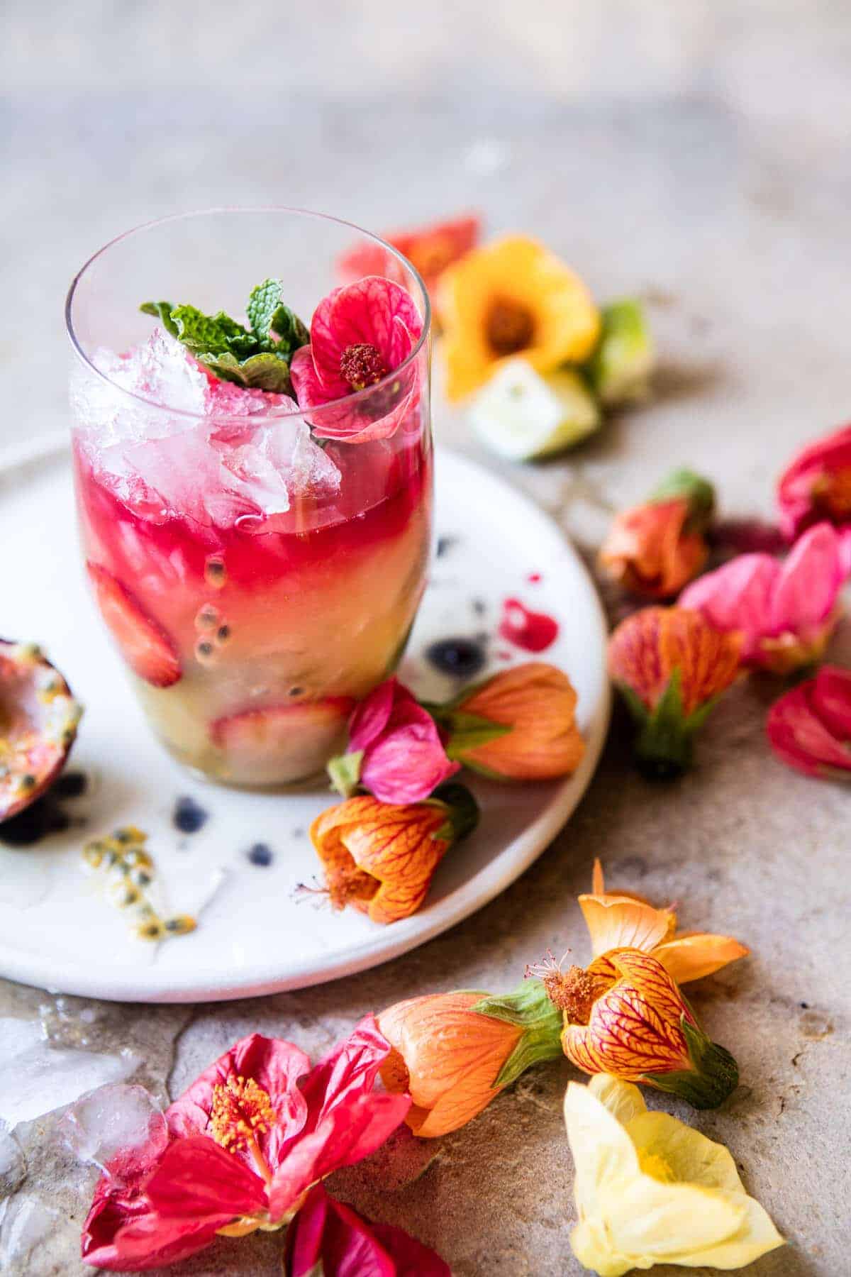 Tropical Strawberry Hibiscus Rum Smash | halfbakedharvest.com @hbharvest