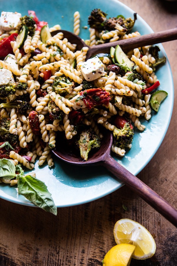 Greek Lemon Roasted Broccoli Pasta Salad | halfbakedharvest.com @hbharvest