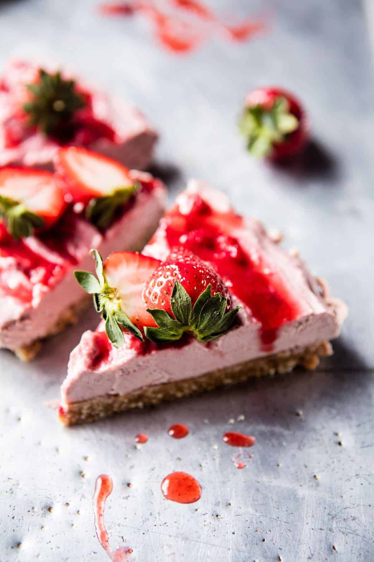Strawberry Ripple Almond Cheesecake | halfbakedharvest.com @hbharvest