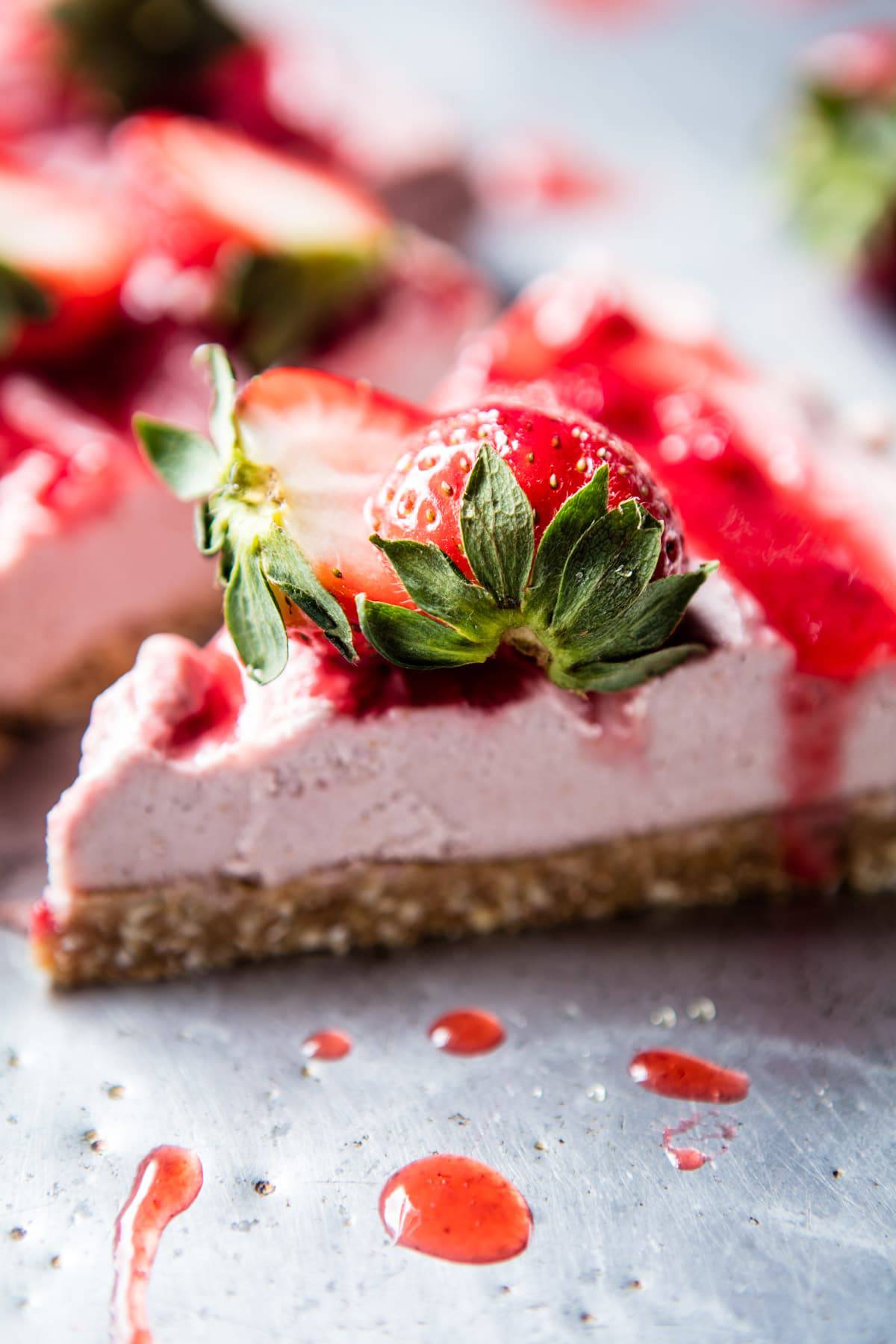 Strawberry Ripple Almond Cheesecake | halfbakedharvest.com @hbharvest