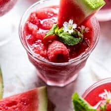 Frozen Watermelon Rose Sangria Slushies | halfbakedharvest.com @hbharvest