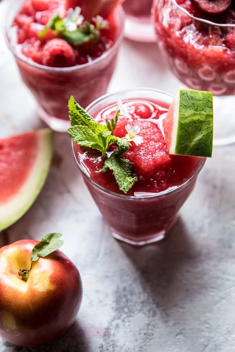 Frozen Watermelon Rose Sangria Slushies | halfbakedharvest.com @hbharvest