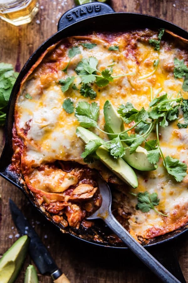 Skillet Chicken Tinga Enchiladas | halfbakedharvest.com @hbharvest