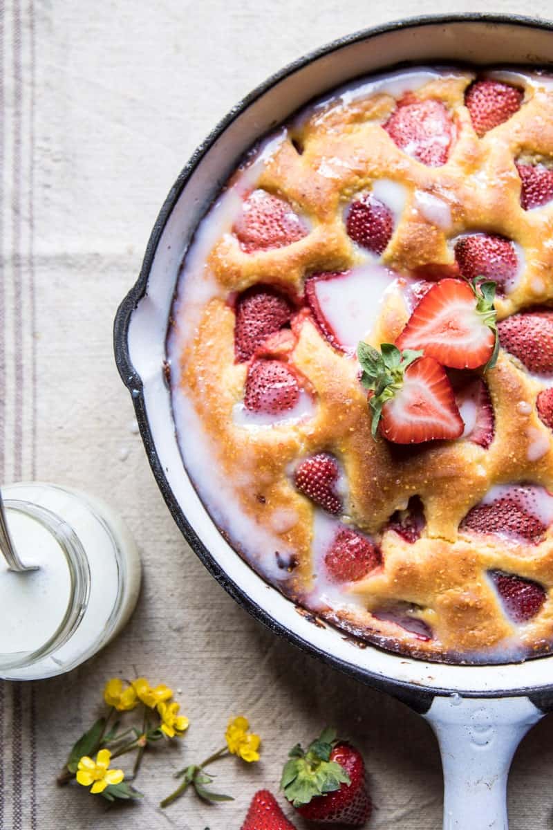 Strawberry Cornmeal Cake with Buttermilk Glaze | halfbakedharvest.com @hbharvest