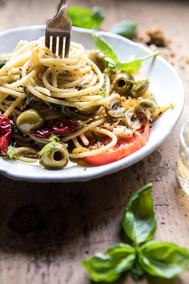Garden Fresh Herb, Olive, and Parmesan Pasta with Pistachio Breadcrumbs | halfbakedharvest.com @hbharvest