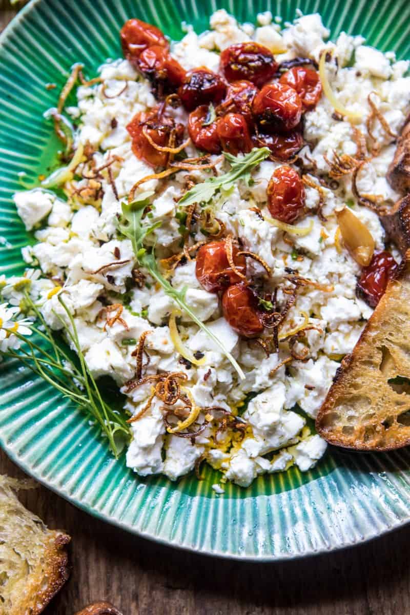 Lemon Feta Dip with Garlic Tomato Vinaigrette | halfbakedharvest.com @hbharvest