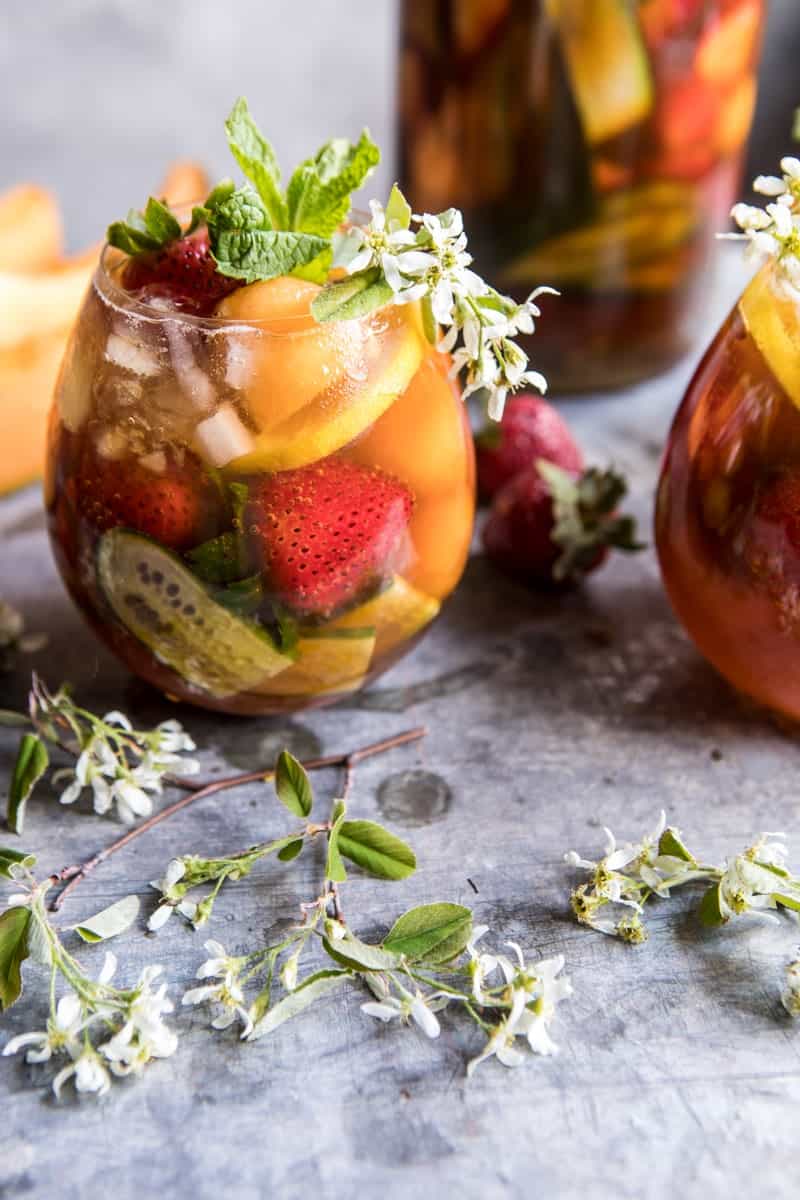Strawberry Melon Elderflower Pimms Cup | halfbakedharvest.com @hbharvest