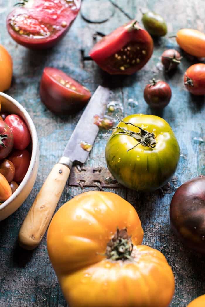 Opened Faced Tomato and Goat Cheese Sandwich with Hot Bacon Vinaigrette | halfbakedharvest.com @hbharvest