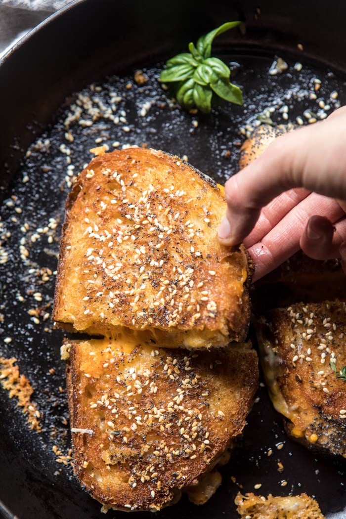 3 Cheese Everything Spice Grilled Cheese | halfbakedharvest.com @hbharvest