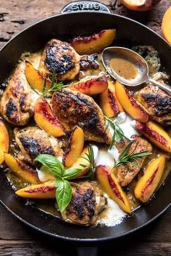 Rosemary Peach Chicken in a White Wine Pan Sauce | halfbakedharvest.com @hbharvest