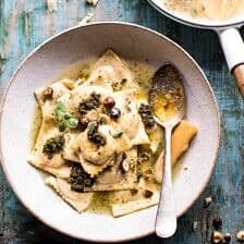 Butternut Squash Hazelnut Ravioli in Garlic Parmesan Broth | halfbakedharvest.com @hbharvest