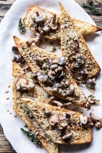 Caramelized Garlic Butter Toast with Pan Fried Mushrooms | halfbakedharvest.com @hbharvest
