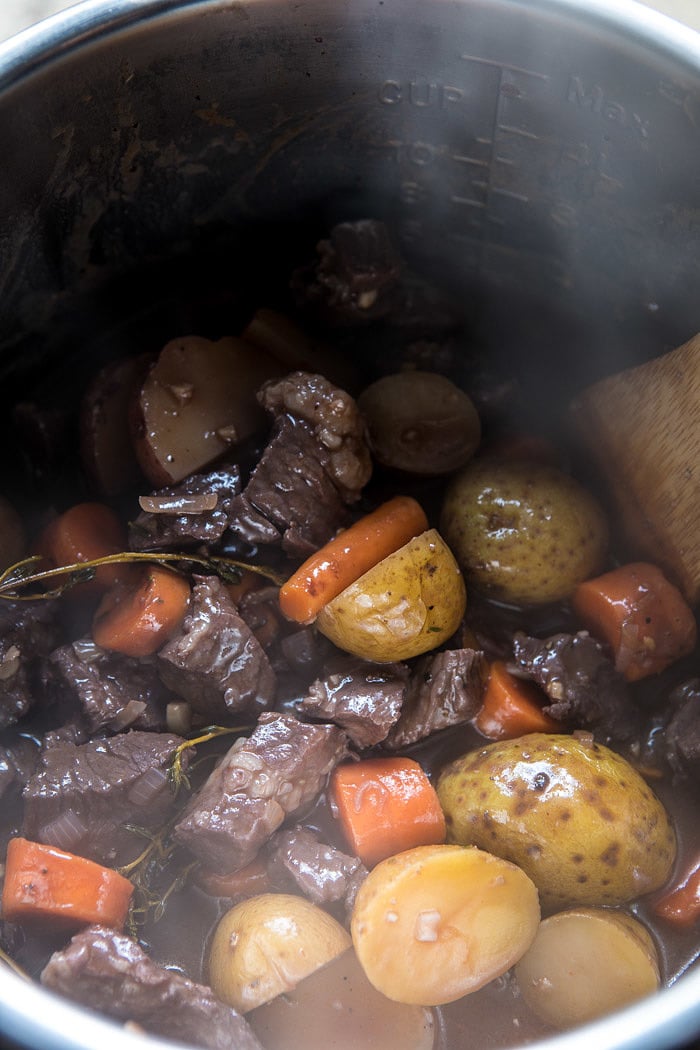 Better For You Instant Pot Spicy White Bean Beef Stew | halfbakedharvest.com @hbharvest