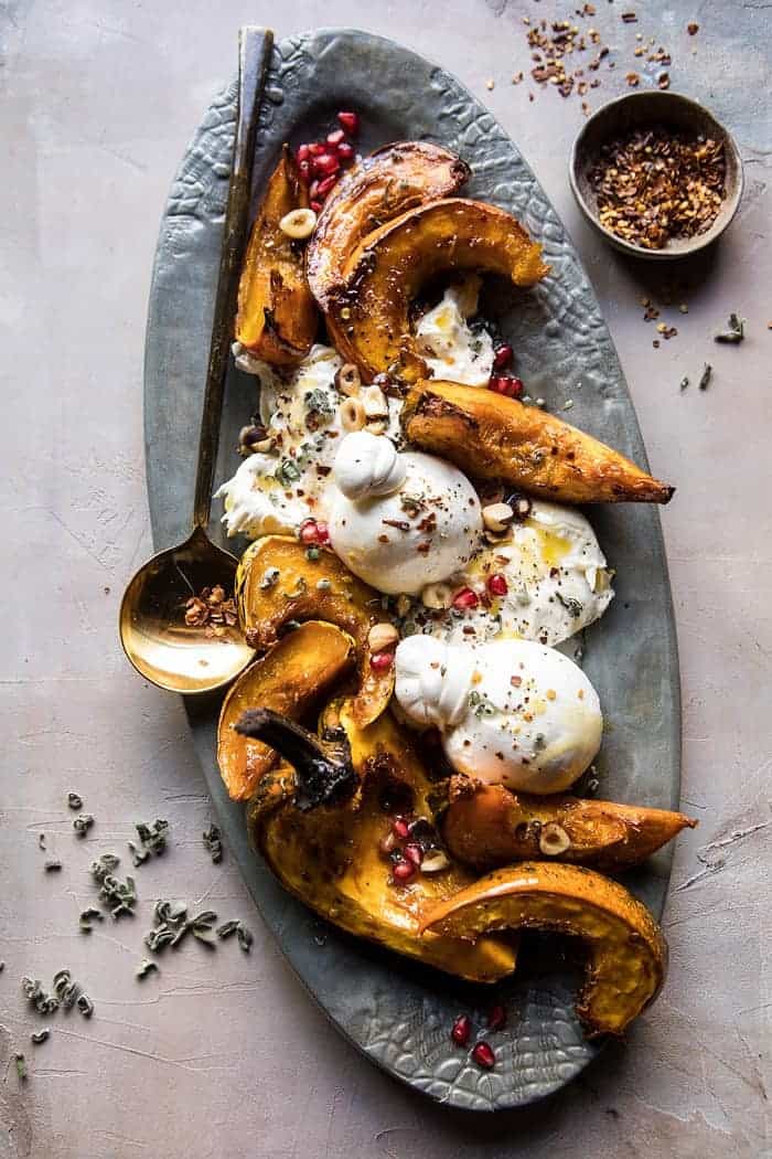 Honey Butter Roasted Acorn with Burrata and Pomegranate | halfbakedharvest.com @hbharvest