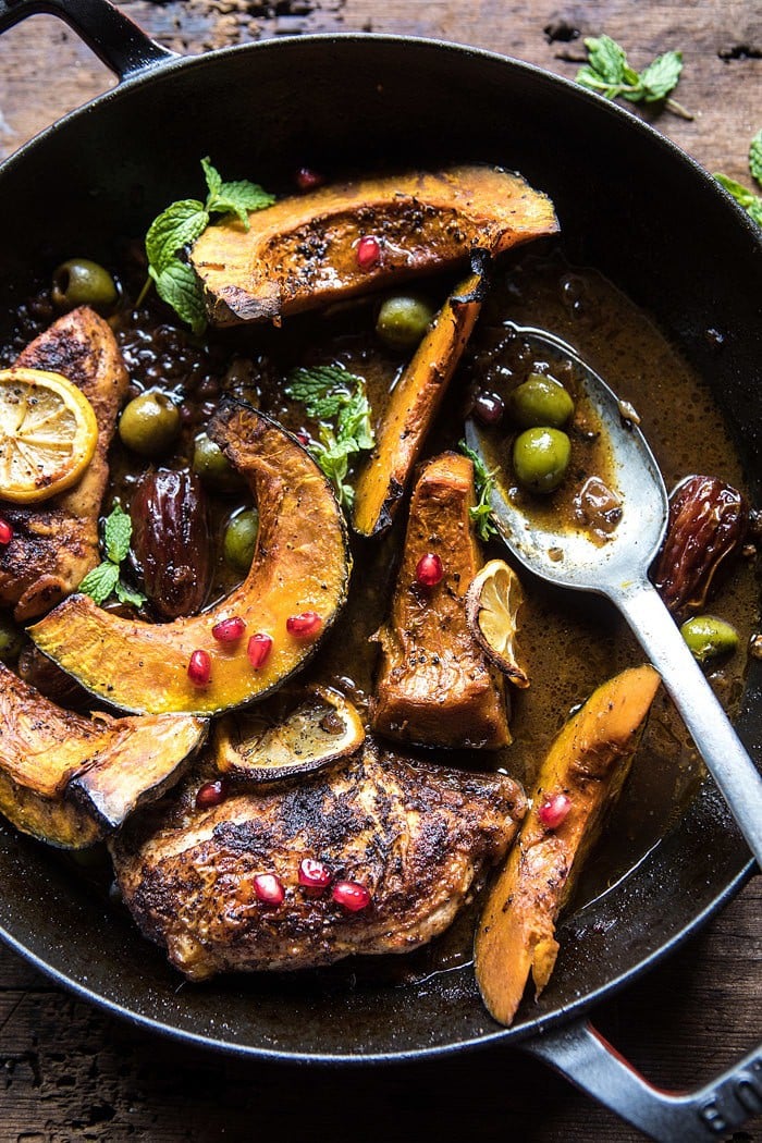 Skillet Roasted Moroccan Chicken and Olive Tagine | halfbakedharvest.com @hbharvest