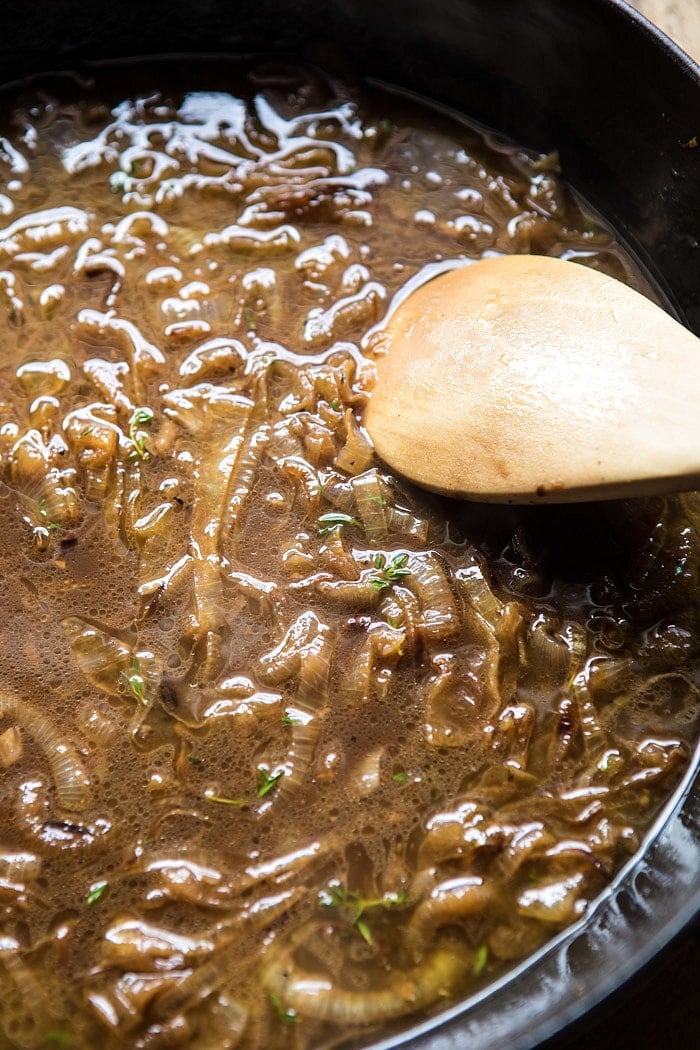 Roasted Beef Tenderloin with French Onion Au Jus | halfbakedharvest.com @hbharvest