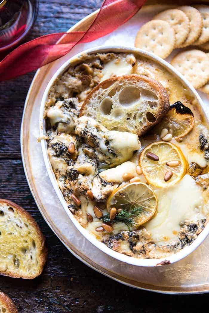 Roasted Lemon Spinach and Artichoke Dip | halfbakedharvest.com @hbharvest