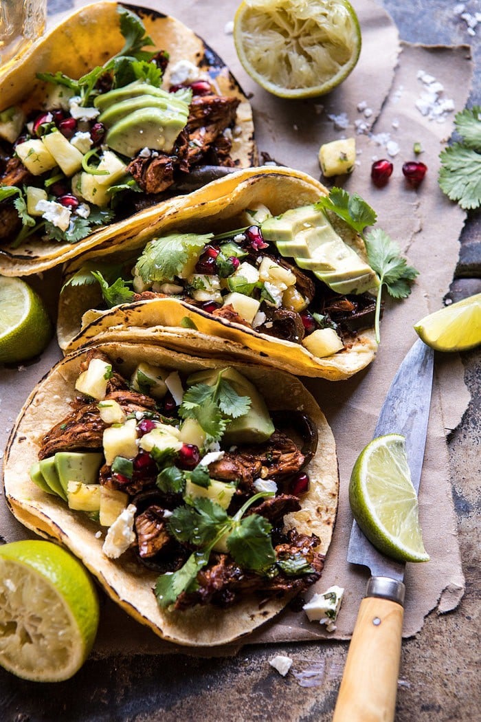 Instant Pot Spicy Pineapple Chicken Tacos | halfbakedharvest.com @hbharvest