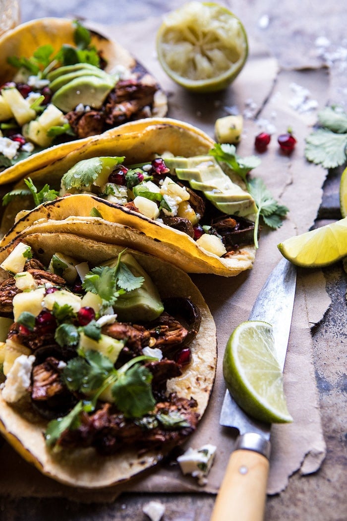 Instant Pot Spicy Pineapple Chicken Tacos | halfbakedharvest.com @hbharvest