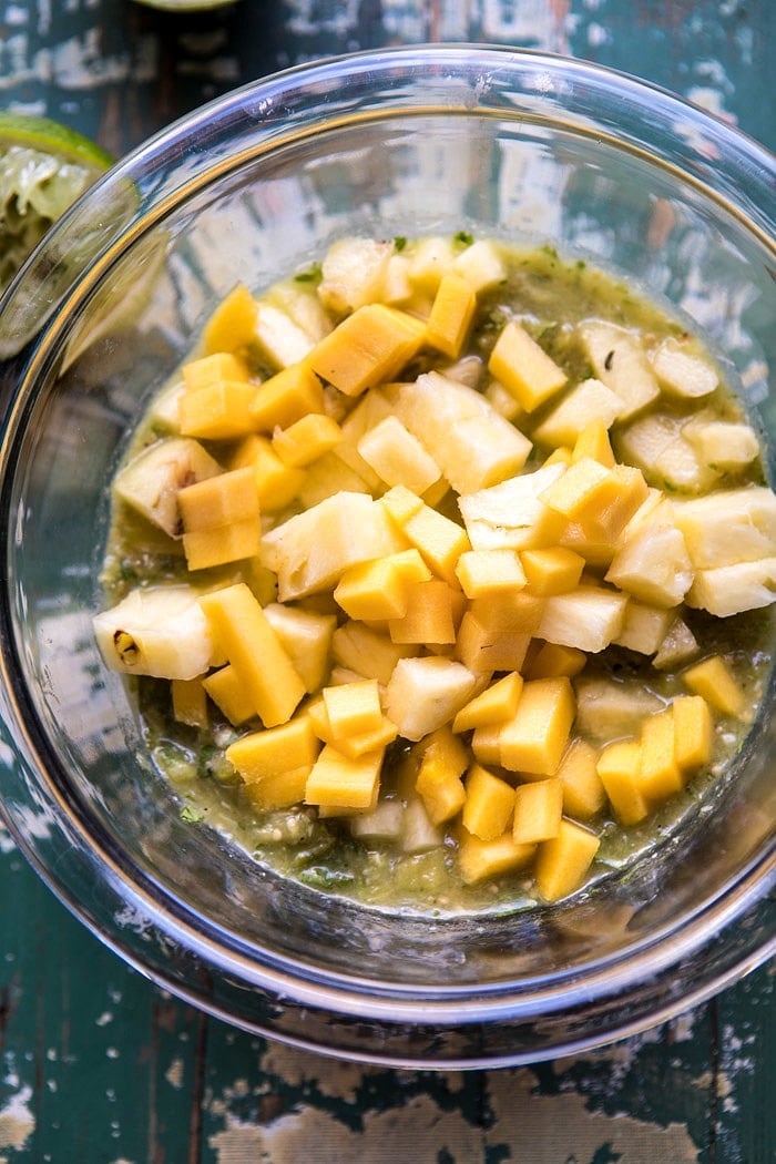 20 Minute Caribbean Shrimp Tacos with Roasted Jalapeño Pineapple Salsa | halfbakedharvest.com #tacos #shrimp #healthy #quick