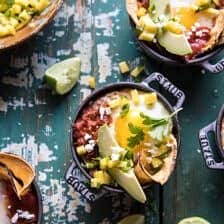 Chipotle Huevos Rancheros Bake with Mango Salsa | halfbakedharvest.com @hbharvest #mexican #brunch #eggs #healthyeating #recipes