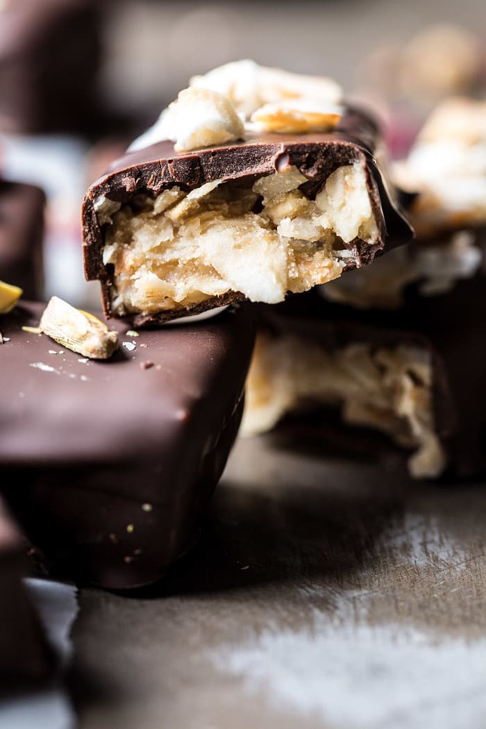 Dark Chocolate Covered Coconut Bars | halfbakedharvest.com @hbharvest #chocolate #healthy #coconut #vegan #glutenfree