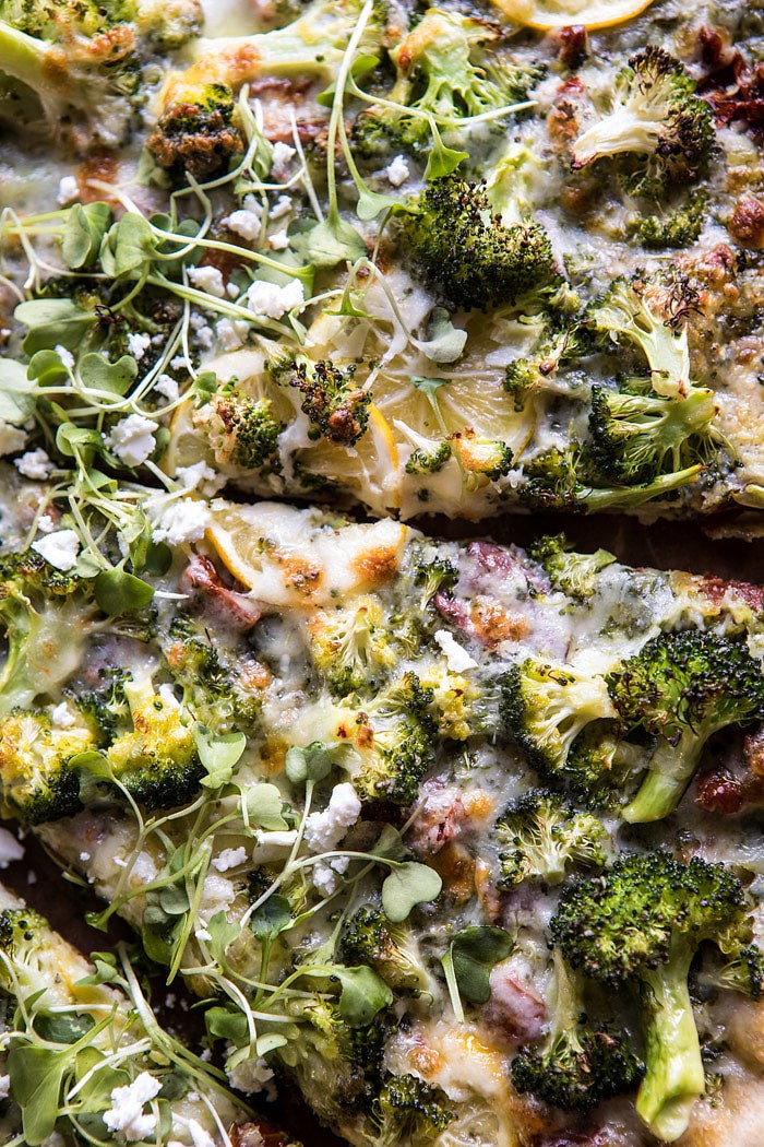 Whole Wheat Lemon Roasted Broccoli Pizza | halfbakedharvest.com #healthy #pizza #recipes #broccoli