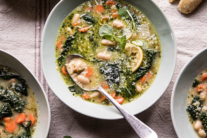 Crockpot Tuscan White Bean and Lemon Soup | halfbakedharvest.com #soup #slowcooker #crockpot #easy