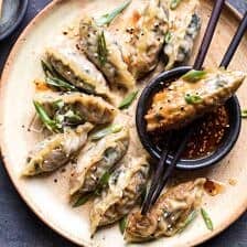 Homemade Vegetable Potstickers with Toasted Sesame Honey Soy Sauce | halfbakedharvest.com #vegan #recipes #healthy #homemade