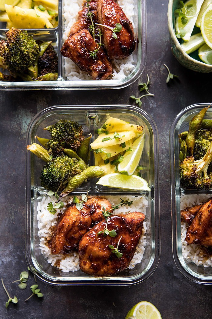 Meal Prep Tropical Jerk Chicken and Gingered Broccoli | halfbakedharvest.com #mealprep #recipes #chicken #healthy