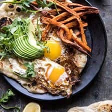 Ricotta Naan with Fried Egg and Sweet Potato Fries | halfbakedharvest.com #brunch #recipes #healthy