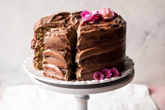 Coconut Banana Cake with Chocolate Frosting | halfbakedharvest.com #Easter #cake #chocolate #spring