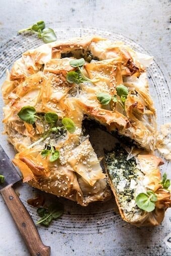 Greek Spinach and Feta Pie (Spanakopita) | halfbakedharvest.com #greek #easter #spring #spinach