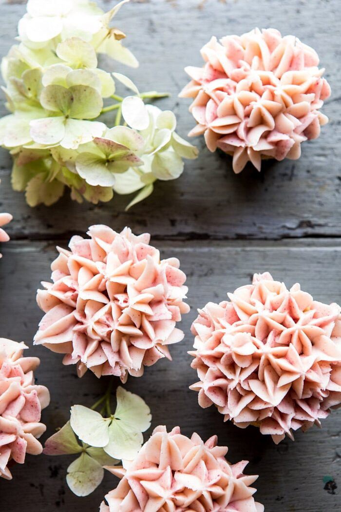 Hydrangea Flower Carrot Cake Cupcakes | halfbakedharvest.com #cupcakes #spring #easter