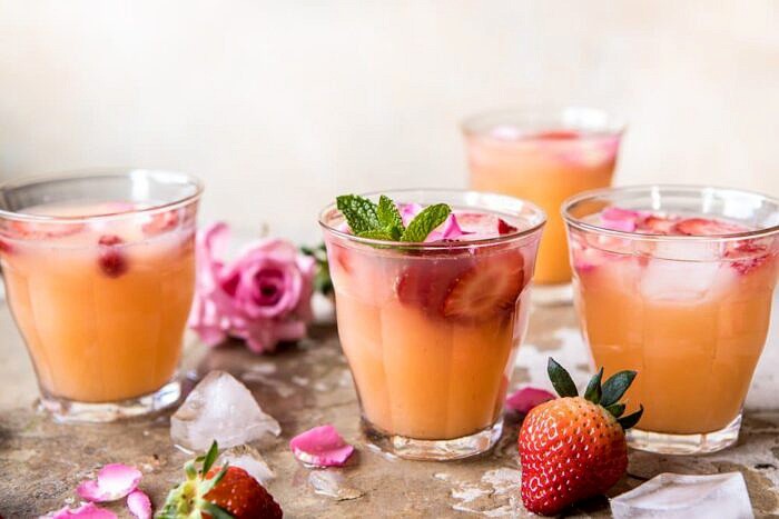 Minted Orange and Strawberry Coolers | halfbakedharvest.com #cocktail #spring #recipes #brunch