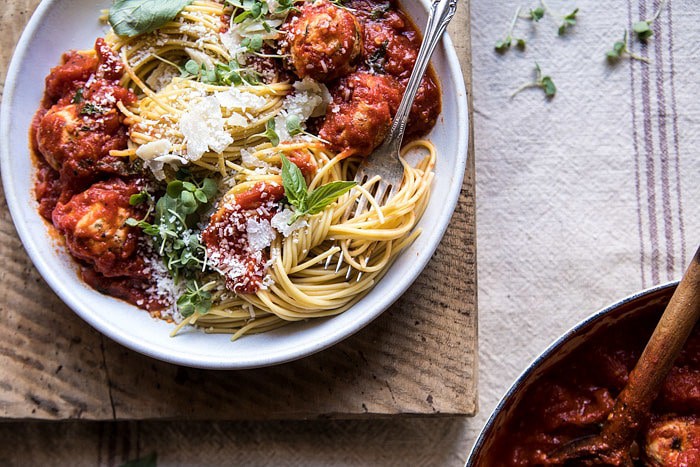 Sun-Dried Tomato and Ricotta Turkey Meatballs | halfbakedharvest.com #pasta #Italian #easy #healthy