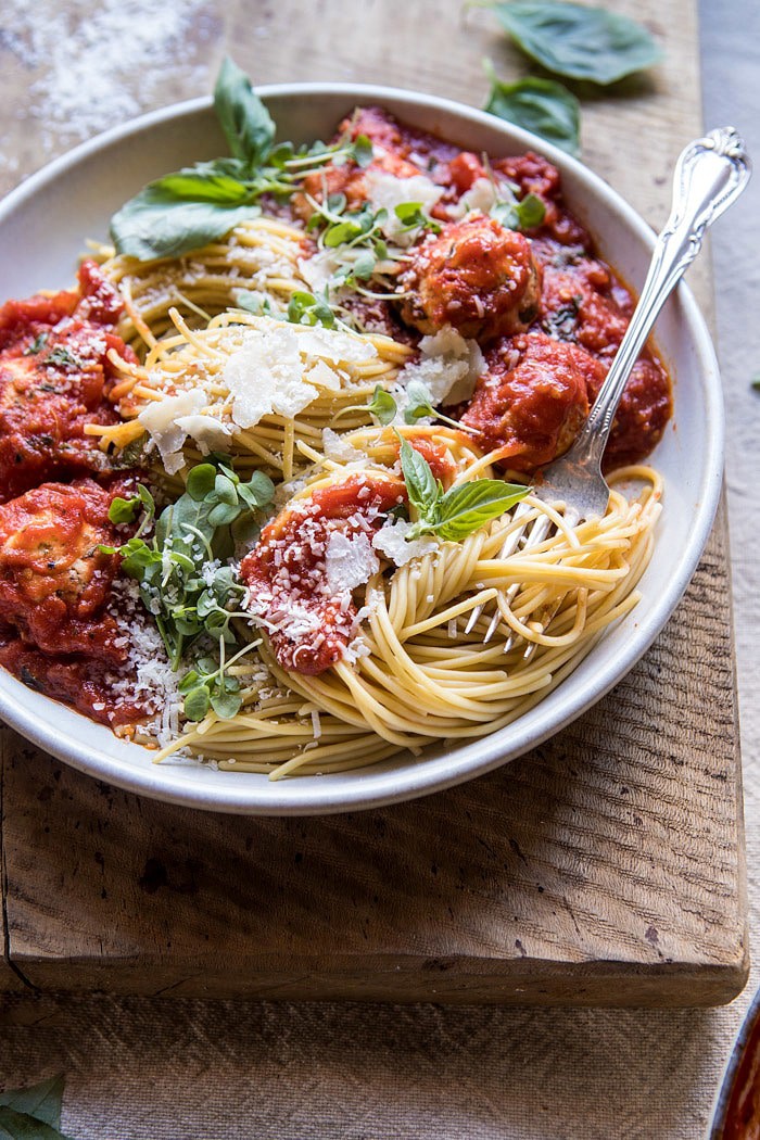 Sun-Dried Tomato and Ricotta Turkey Meatballs | halfbakedharvest.com #pasta #Italian #easy #healthy