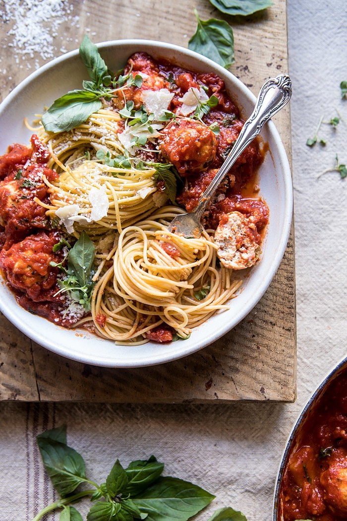 Sun-Dried Tomato and Ricotta Turkey Meatballs | halfbakedharvest.com #pasta #Italian #easy #healthy