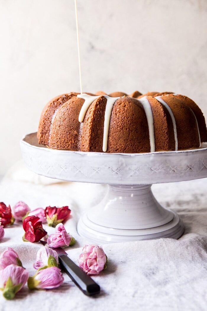 Cream Cheese Swirled Coconut Tres Leches Cake | halfbakedharvest.com #cake #Mexican #recipes #spring