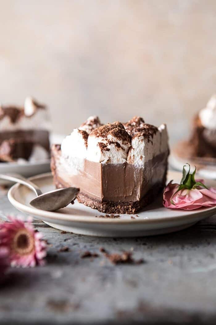 Dark Chocolate Chiffon Pie | halfbakedhavrest.com #chocolate #pie #dessert