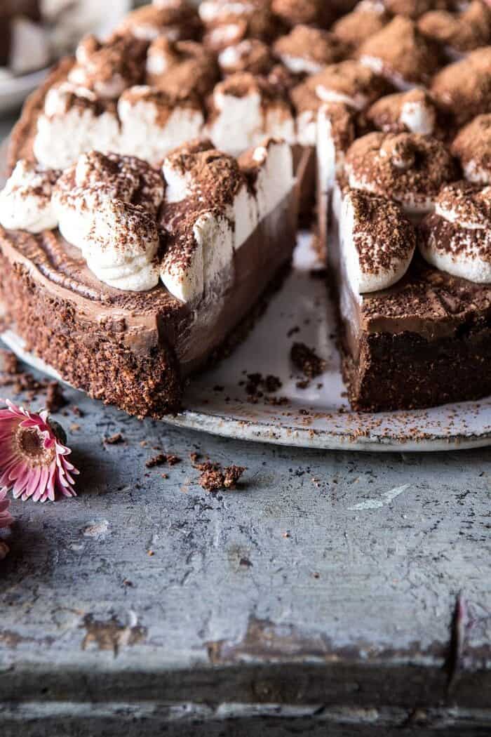 Dark Chocolate Chiffon Pie | halfbakedhavrest.com #chocolate #pie #dessert