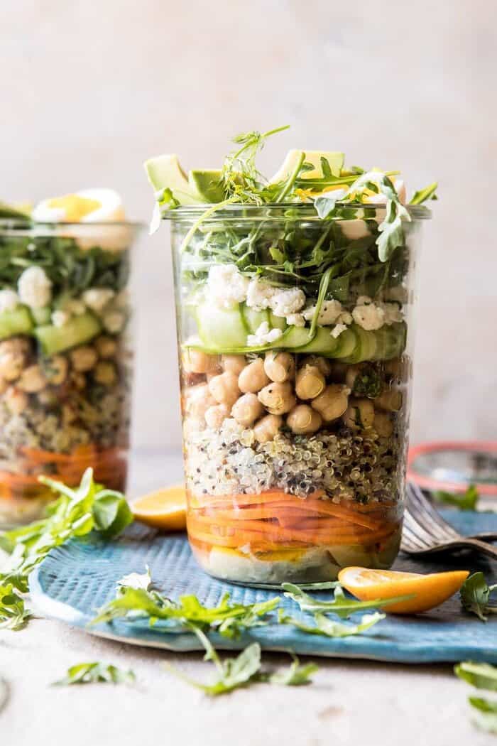Mediterranean Chickpea and Egg Salad Jars | halfbakedharvest.com #healthy #mealprep #recipes