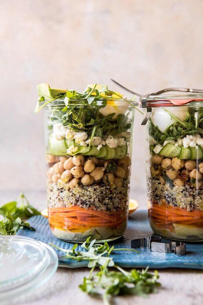 Mediterranean Chickpea and Egg Salad Jars | halfbakedharvest.com #healthy #mealprep #recipes