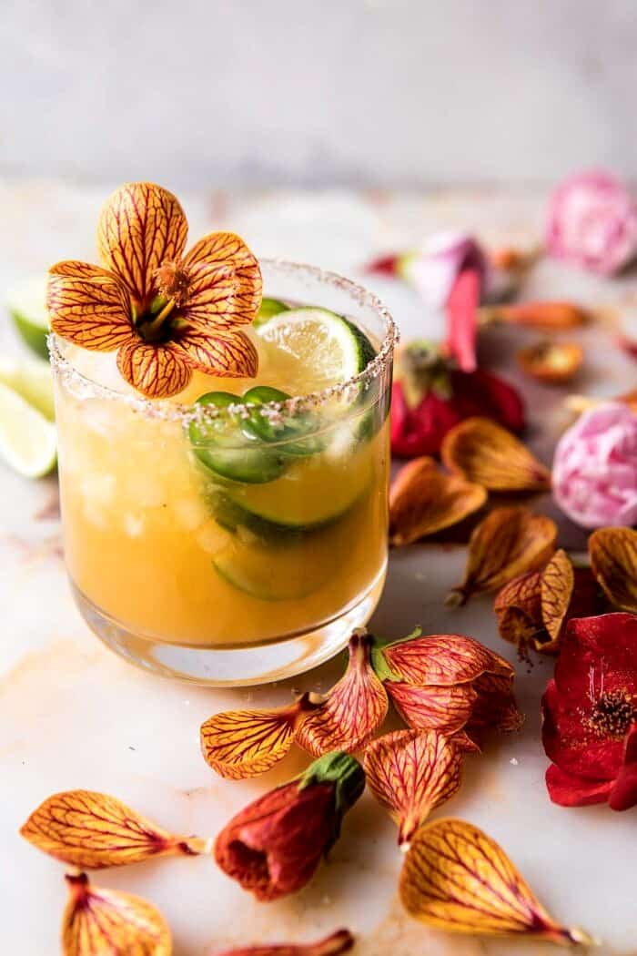 Spicy Gingered Mango Margarita | halfbakedharvest.com #cincodemayo #drinks #mexican